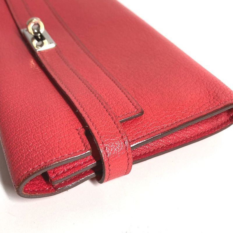 Hermes Wallet Kelly Chevre Red