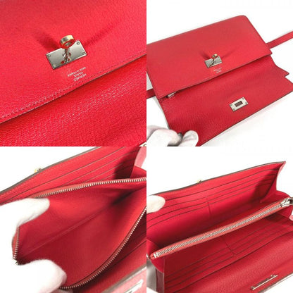Hermes Wallet Kelly Chevre Red