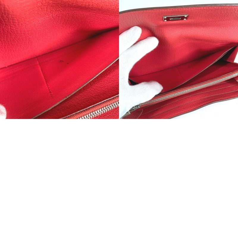 Hermes Wallet Kelly Chevre Red
