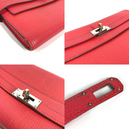 Hermes Wallet Kelly Chevre Red