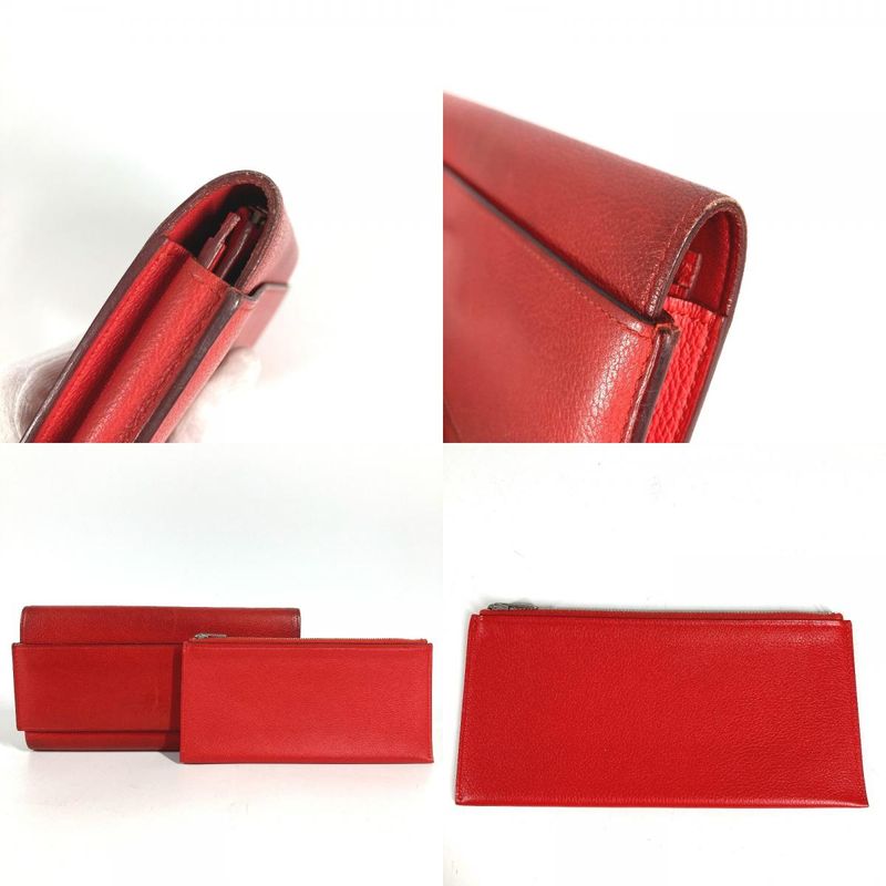 Hermes Wallet Passan Long Leather Red