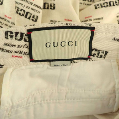 Gucci Logo Allover Shorts Zipper Fly 25 Ivory Black Red Pants