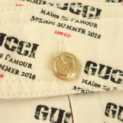 Gucci Logo Allover Shorts Zipper Fly 25 Ivory Black Red Pants