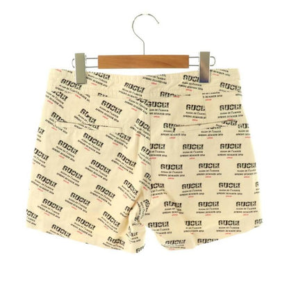 Gucci Logo Allover Shorts Zipper Fly 25 Ivory Black Red Pants