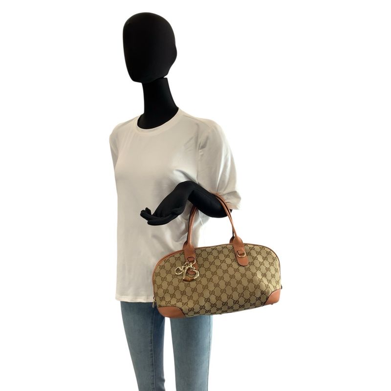 Gucci Horsebit Beige Pink GG Canvas 2-Way Shoulder Bag