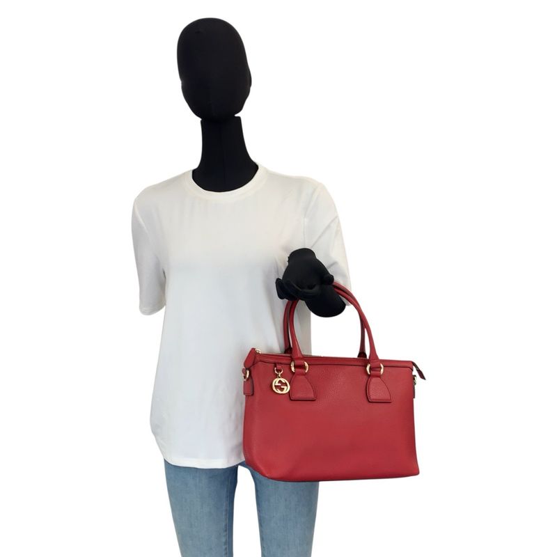 Gucci Interlocking Red Gold Leather Tote
