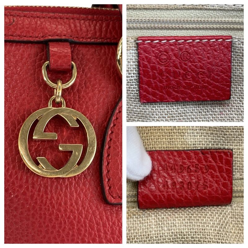 Gucci Interlocking Red Gold Leather Tote