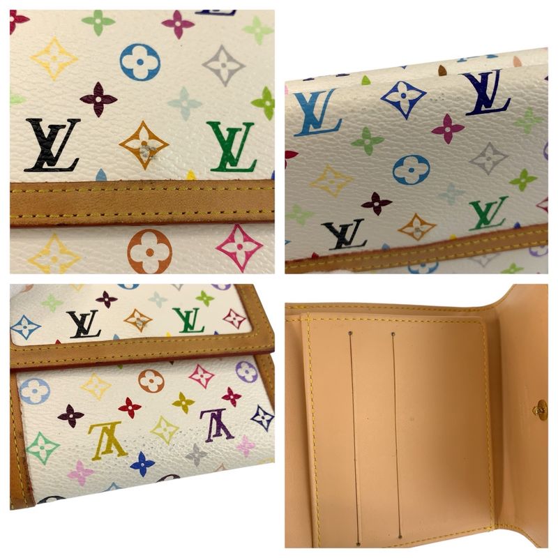 Louis Vuitton Multicolor Porte Monnaie Billets Cult Cles Fold Wallet Compact Bron White