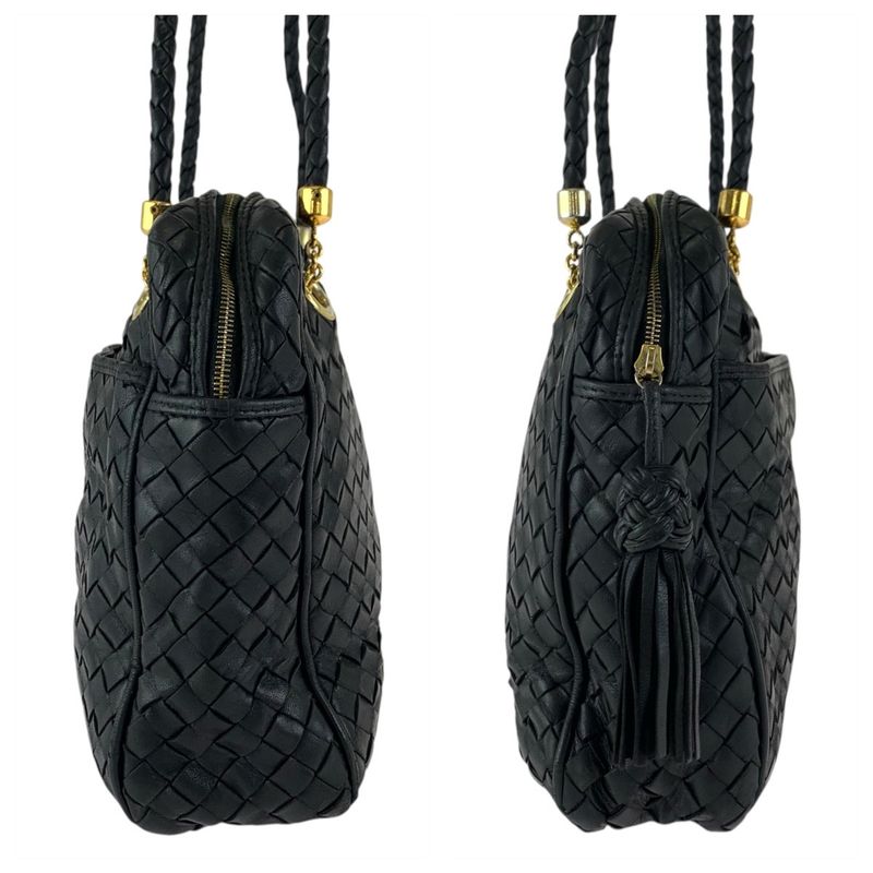 Bottega Veneta Intrecciato Black Gold Shoulder Bag
