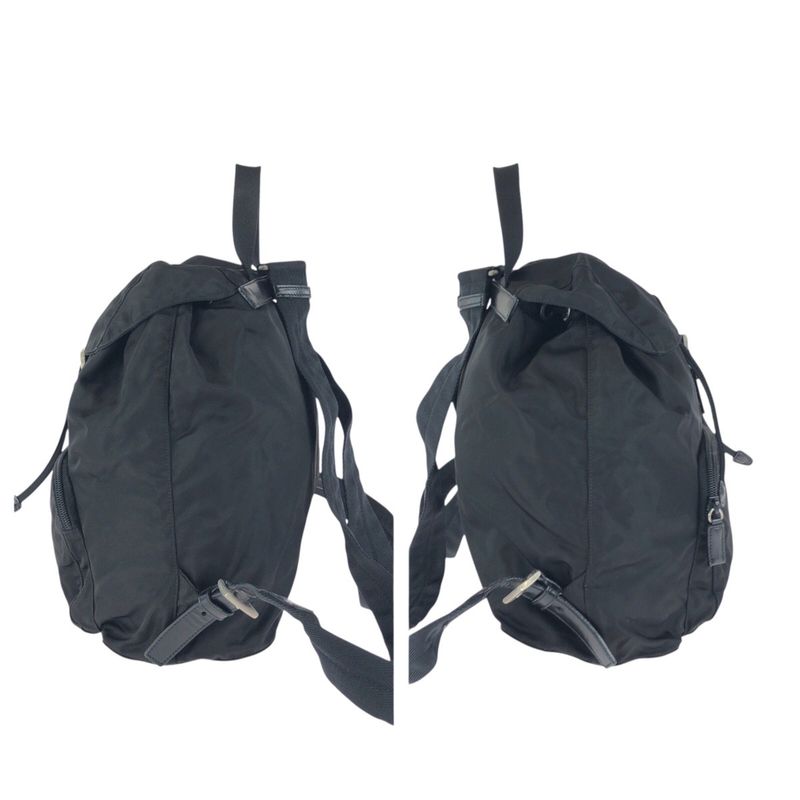 Prada Tessuto Black Silver Nylon Leather Backpack