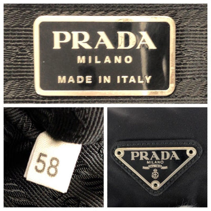 Prada Tessuto Black Silver Nylon Leather Backpack