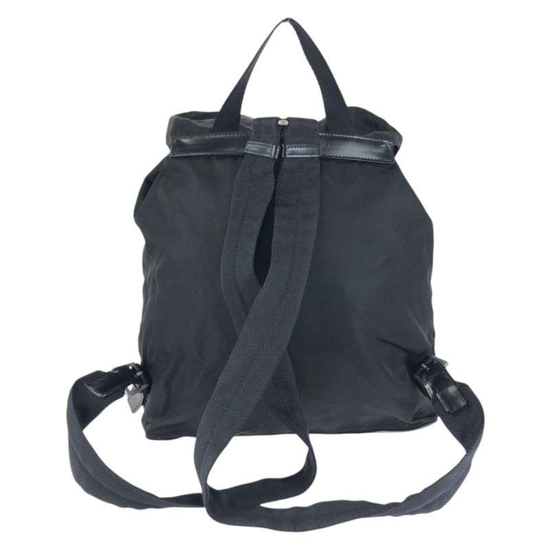 Prada Tessuto Black Silver Nylon Leather Backpack