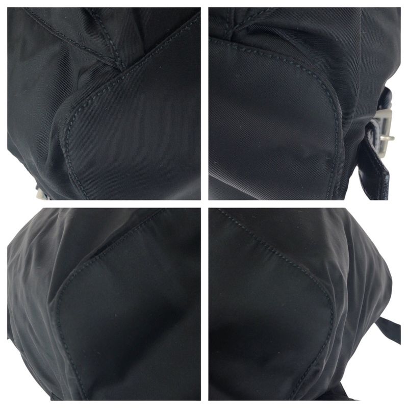 Prada Tessuto Black Silver Nylon Leather Backpack