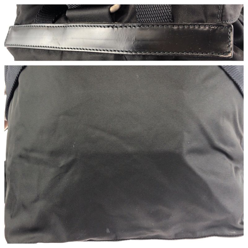 Prada Tessuto Black Silver Nylon Leather Backpack