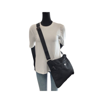 Prada Tessuto Black Silver Nylon Shoulder Bag
