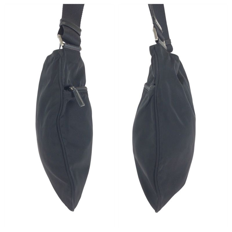 Prada Tessuto Black Silver Nylon Shoulder Bag