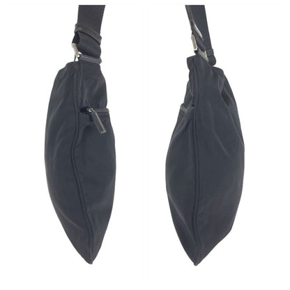 Prada Tessuto Black Silver Nylon Shoulder Bag