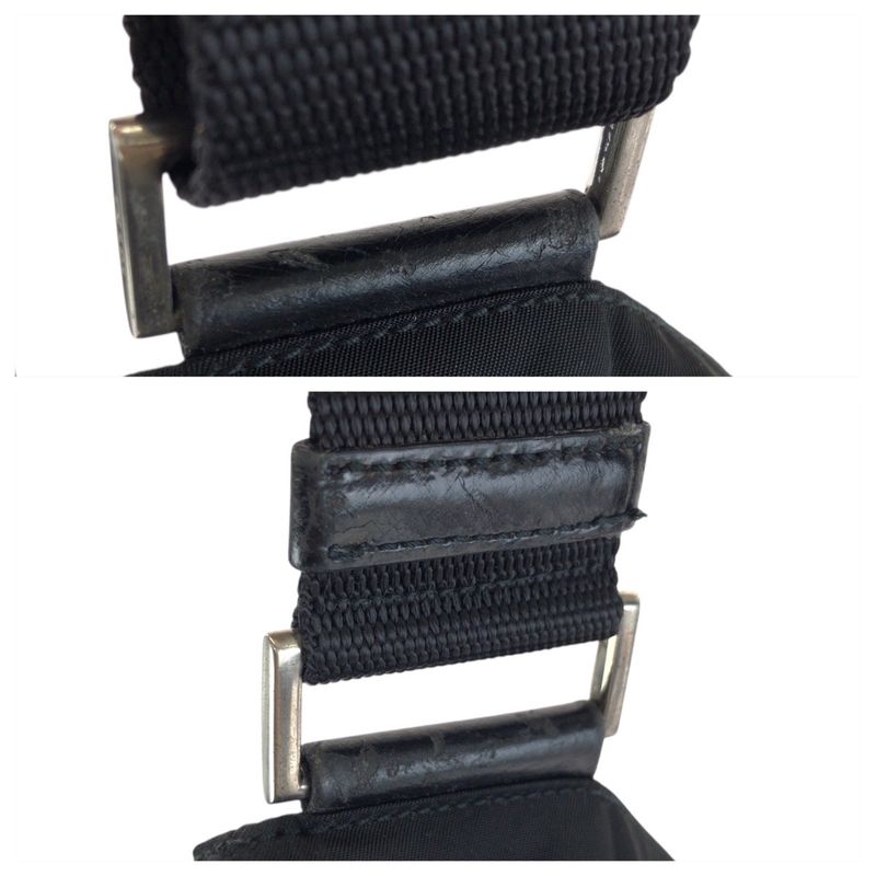 Prada Tessuto Black Silver Nylon Shoulder Bag