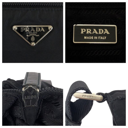 Prada Tessuto Black Silver Nylon Shoulder Bag