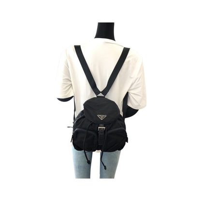 Prada Tessuto Black Silver Nylon Backpack