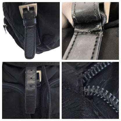 Prada Tessuto Black Silver Nylon Backpack