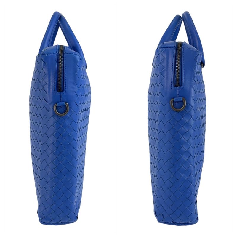 Bottega Veneta Intrecciato Blue Leather Business Bag