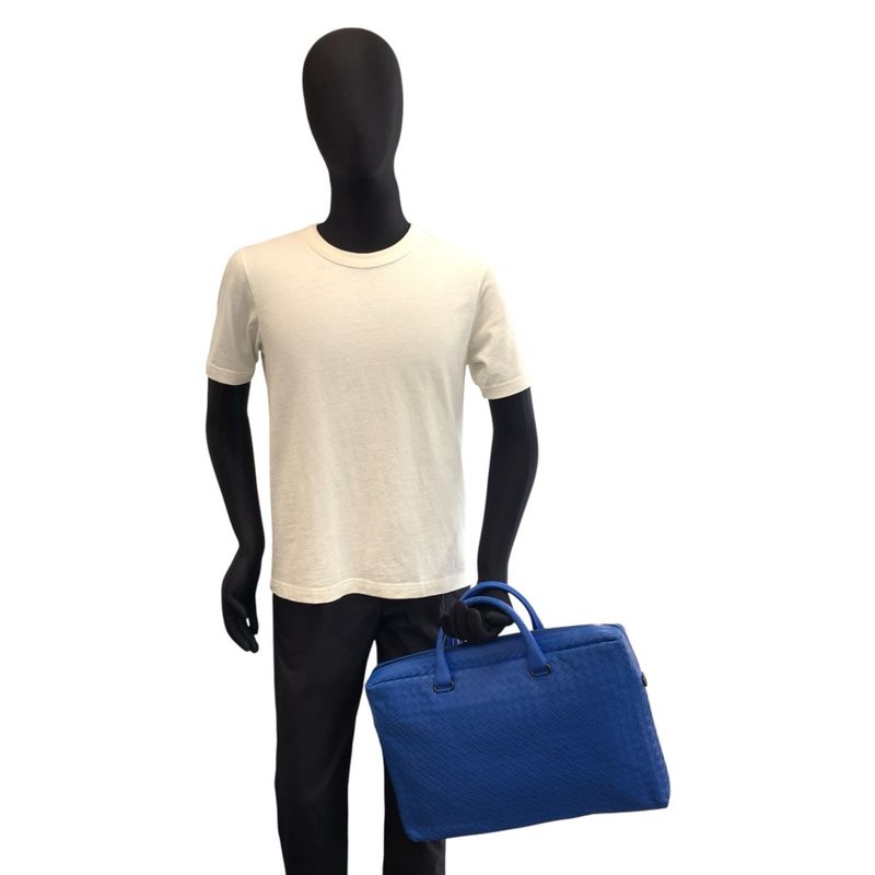 Bottega Veneta Intrecciato Blue Leather Business Bag