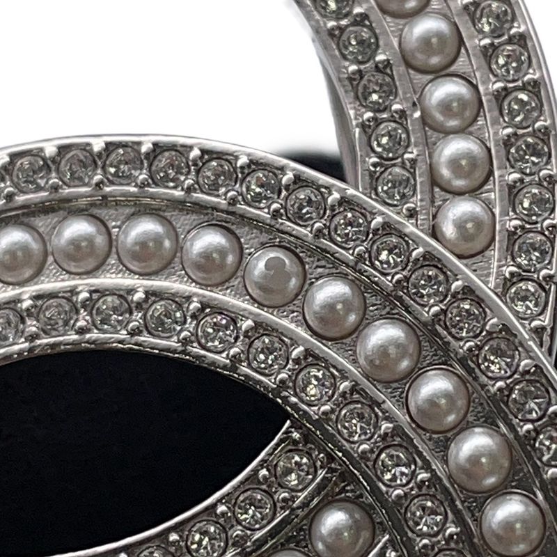Chanel Brooch CC Logo Rhinestone Faux Pearl