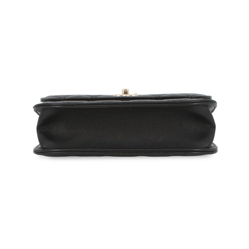 Chanel Chain Shoulder Bag Quilted CC Logo Faux Pearl Lambskin