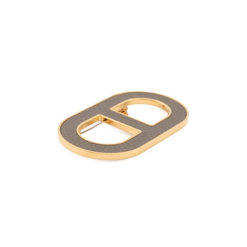 Hermes Brooch Chaine D'ancre Ethane Silver Epsom