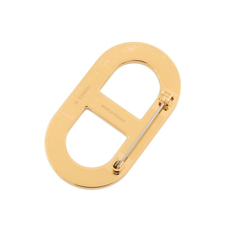 Hermes Brooch Chaine D'ancre Ethane Silver Epsom