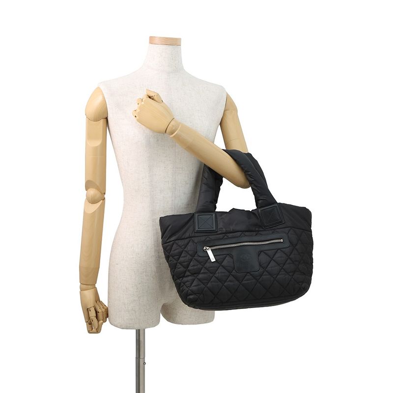 Chanel Tote CC Logo Quilted Small PM Nylon Black