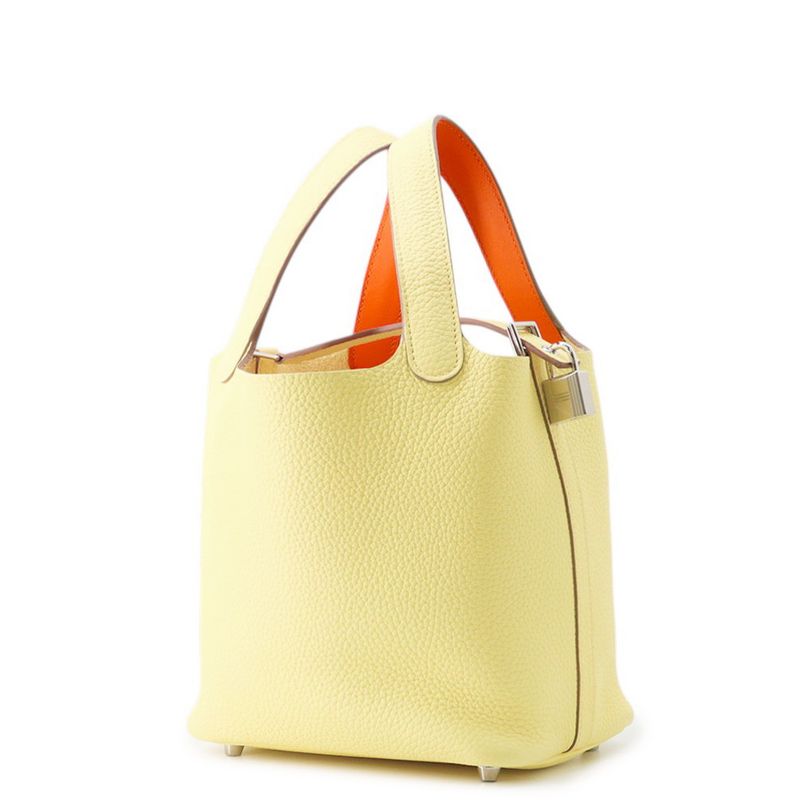 Hermes Handbag Picotin Lock PM Eclat Limoncello Orange Minien Silver Limoncello Minian