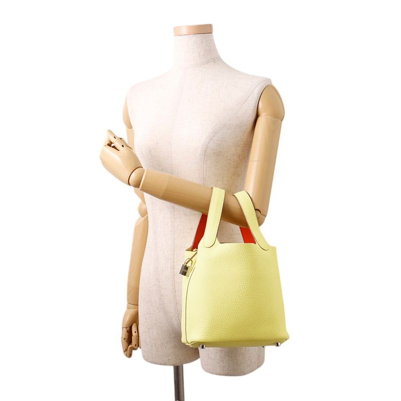 Hermes Handbag Picotin Lock PM Eclat Limoncello Orange Minien Silver Limoncello Minian