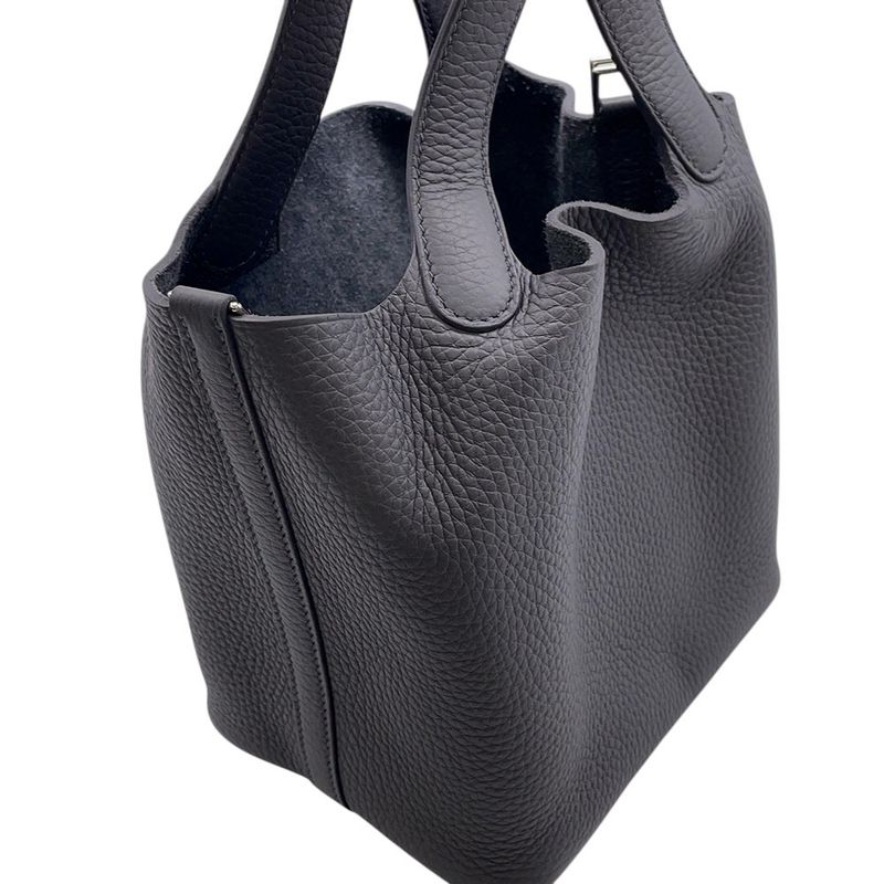 Hermes Handbag Picotin Lock PM Ardoise Silver Taurillon Clemence