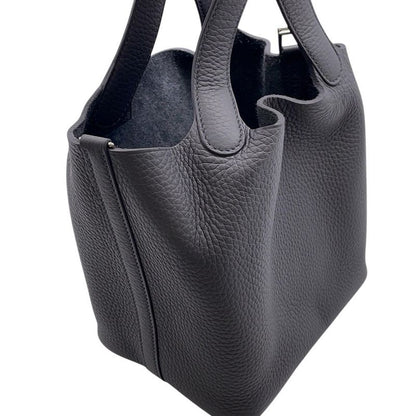 Hermes Handbag Picotin Lock PM Ardoise Silver Taurillon Clemence