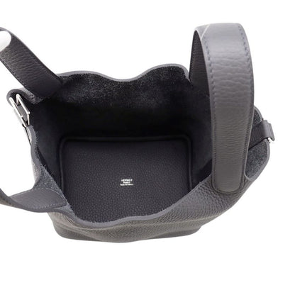 Hermes Handbag Picotin Lock PM Ardoise Silver Taurillon Clemence