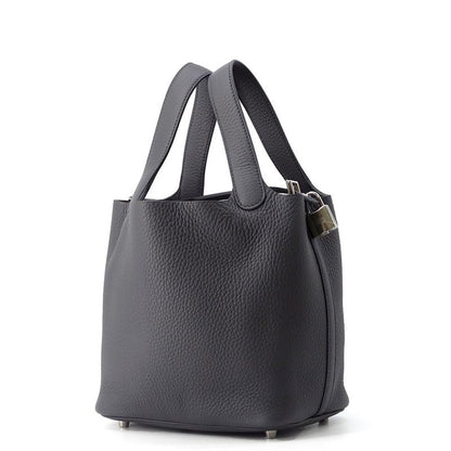 Hermes Handbag Picotin Lock PM Ardoise Silver Taurillon Clemence