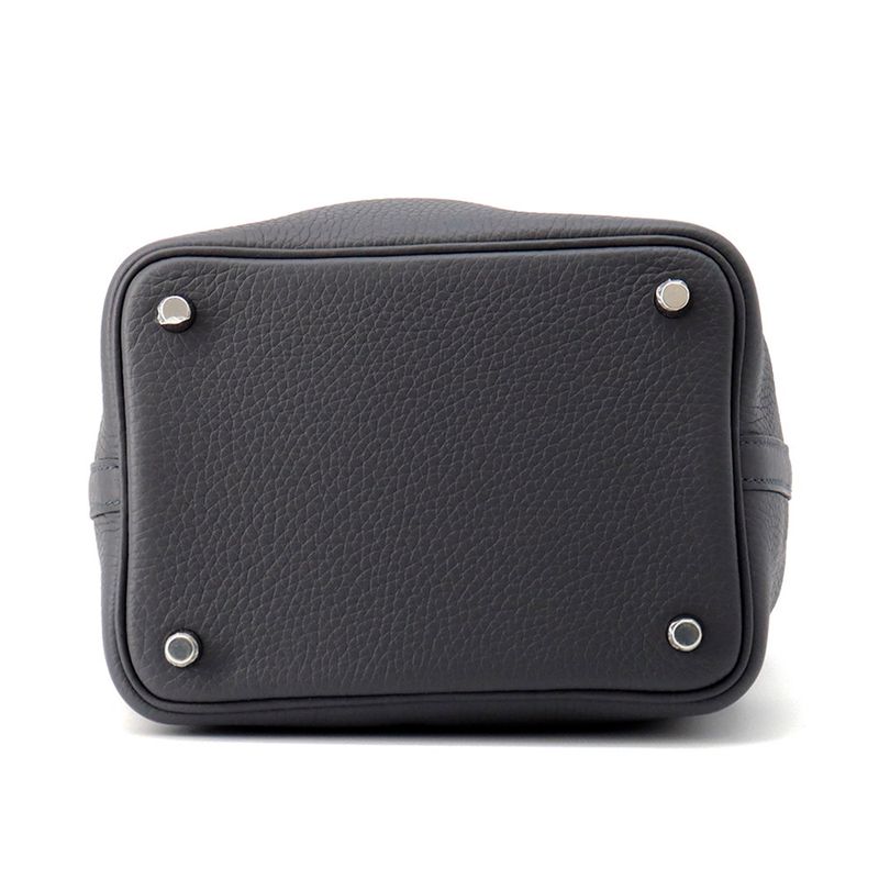 Hermes Handbag Picotin Lock PM Ardoise Silver Taurillon Clemence