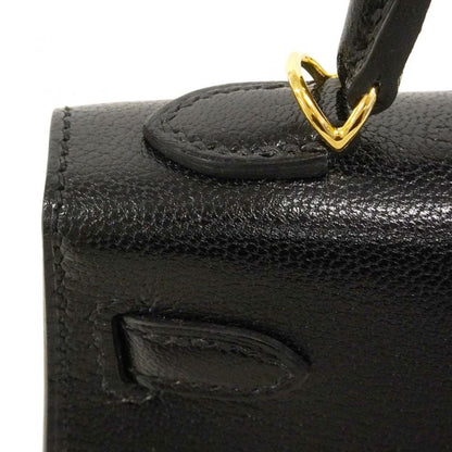 Hermes Handbag Mini Kelly 2 Chevre Black Gold 2-Way Bag