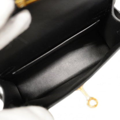 Hermes Handbag Mini Kelly 2 Chevre Black Gold 2-Way Bag