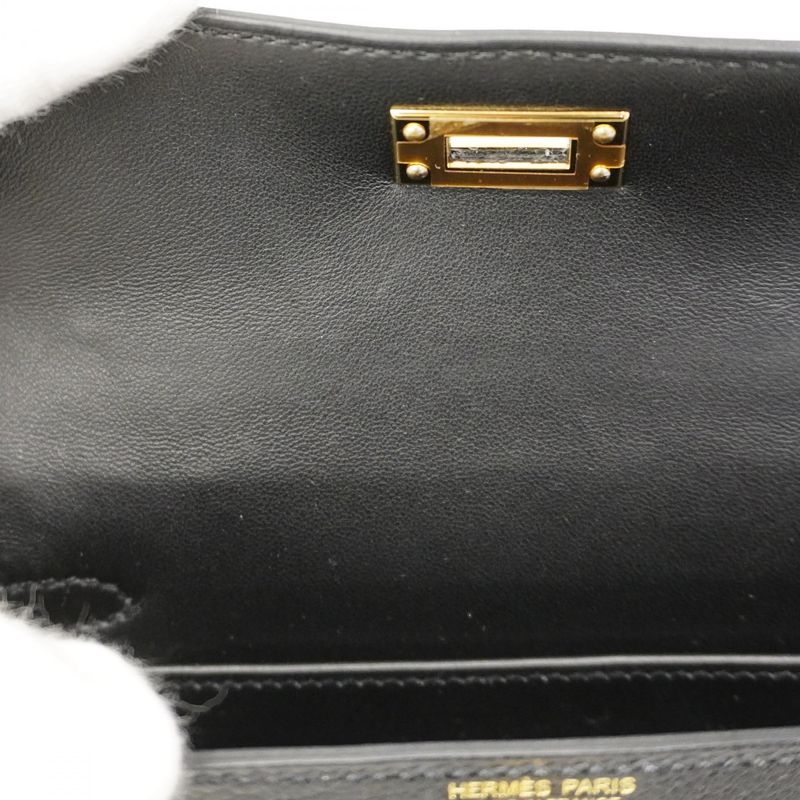 Hermes Handbag Mini Kelly 2 Chevre Black Gold 2-Way Bag