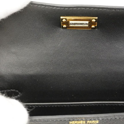 Hermes Handbag Mini Kelly 2 Chevre Black Gold 2-Way Bag