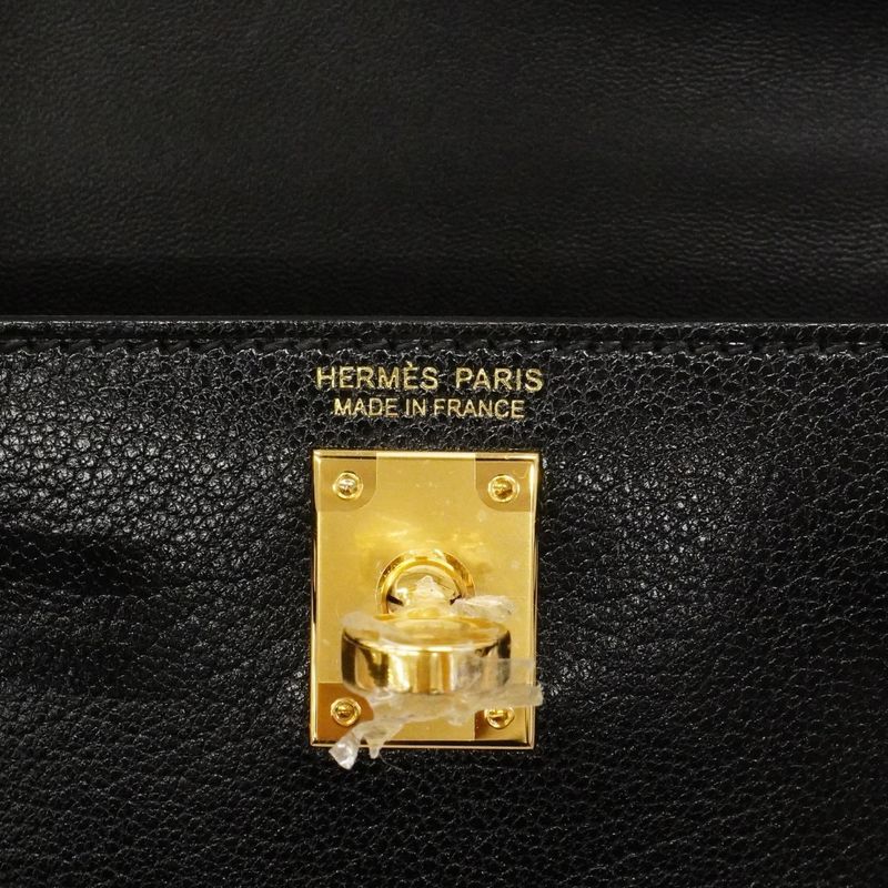 Hermes Handbag Mini Kelly 2 Chevre Black Gold 2-Way Bag