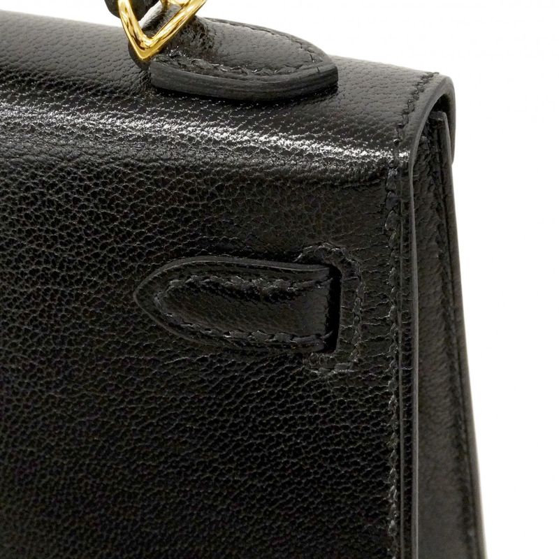 Hermes Handbag Mini Kelly 2 Chevre Black Gold 2-Way Bag