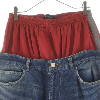 Balenciaga Layered Denim Pants Red Indigo