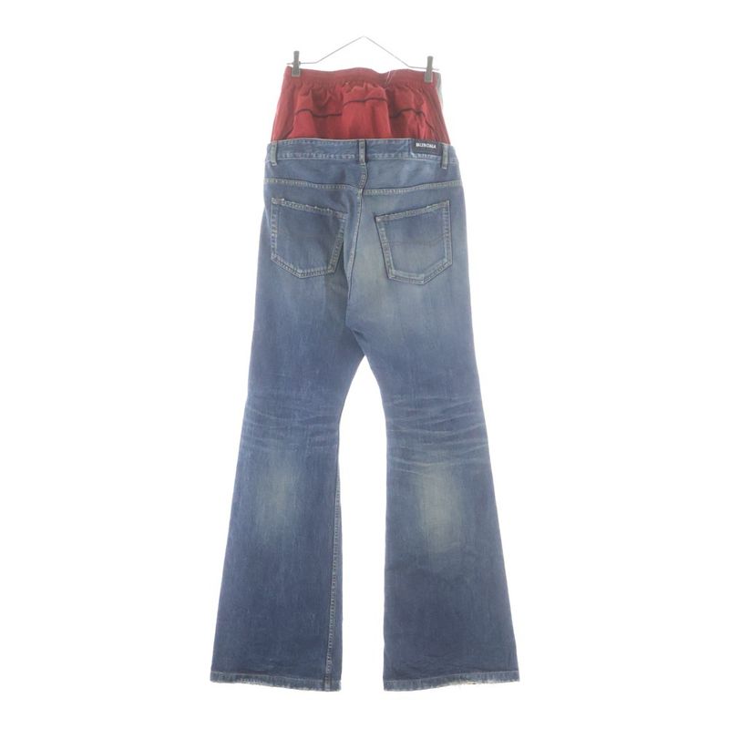 Balenciaga Layered Denim Pants Red Indigo