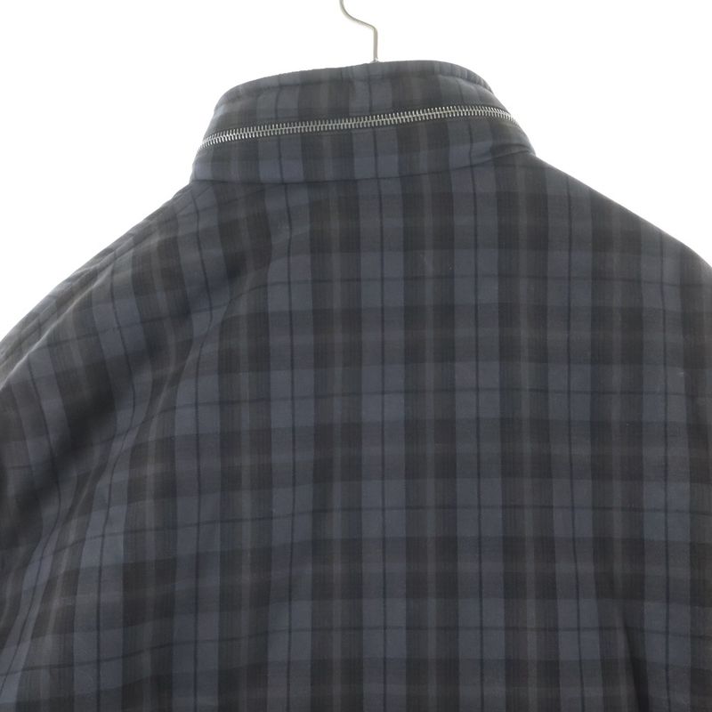 Hermes Hooded Batting Check Coat Jacket Gray