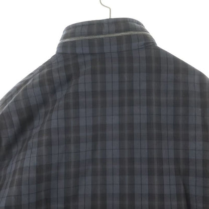 Hermes Hooded Batting Check Coat Jacket Gray