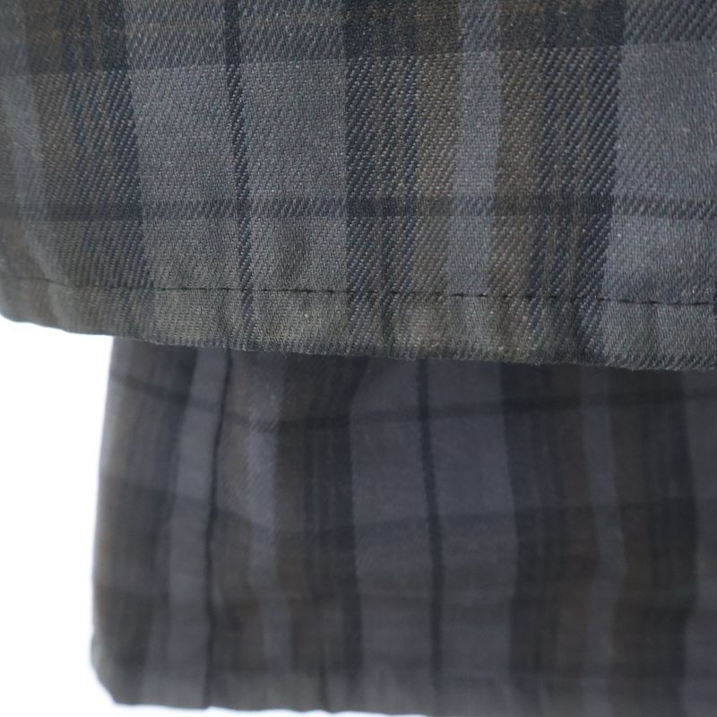 Hermes Hooded Batting Check Coat Jacket Gray